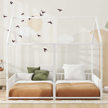 Load image into Gallery viewer, Metal Twin Size House Platform Beds 2 Shared Beds - Antique White