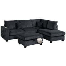 Load image into Gallery viewer, Modern Style Sectional Set With USB Port, Storage Ottoman