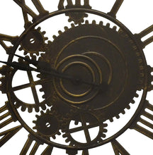 Load image into Gallery viewer, Heavy Duty Plastic Silent Skeleton Exposed Gear Round Wall Clock - Antiqued Gold / Brown