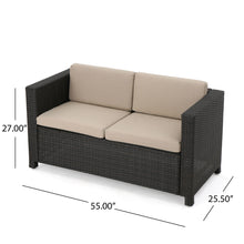 Load image into Gallery viewer, Puerta - Loveseat Outdoor Seating With Water Resistant Cushions - Dark Brown