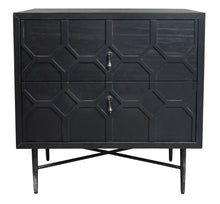 Load image into Gallery viewer, 28" Distressed Two Drawer Solid Wood Nightstand - Black