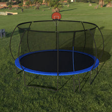 Load image into Gallery viewer, Pumpkin 14 Ft Outdoor Trampoline With Basketball Hoop Enclosure Net Ladder And Metal - Black / Blue