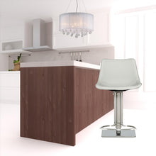 Load image into Gallery viewer, 29" Faux Leather And Stainless Steel Swivel Low Back Bar Height Bar Chair - Light Gray And Silver