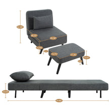 Load image into Gallery viewer, 3 In 1 Foldable Linen Chaise Lounge With Adjustable Backrest