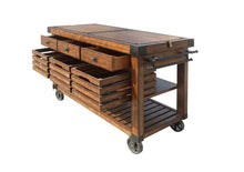 Load image into Gallery viewer, 52" Rolling Kitchen Cart With Storage - Brown