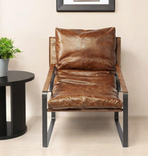 Load image into Gallery viewer, Leather Distressed Lounge Chair - Brown / Black