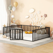 Load image into Gallery viewer, Metal Floor Bed Frame With Fence And Door