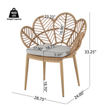 Load image into Gallery viewer, Kirk - Outdoor Wicker Peacock Shape Papasan Style Chair, Teak Finished Leg (Set of 2) - Beige / Light Brown / Light Teak