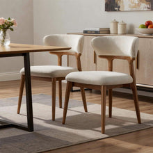 Load image into Gallery viewer, Upholstery Solid Wood Open Back Dining Side Chairs (Set of 2) - White / Brown