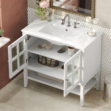 Load image into Gallery viewer, Bathroom Vanity With Ceramic Sink, Adjustable & Open Shelf