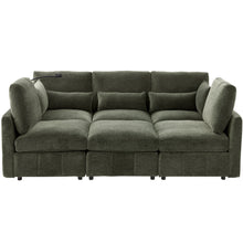 Load image into Gallery viewer, Modern Modular U-Shaped Sofa Bed With Movable Ottoman, USB Ports, Phone Holder