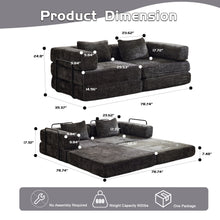 Load image into Gallery viewer, Convertible Floor Sofa Bed With Pillow Back Support Armrest