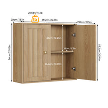 Load image into Gallery viewer, Wall Mounted Bathroom Cabinet With Double Doors And Vertical Grooved Design For Bathrooms - Oak