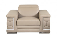 Load image into Gallery viewer, Faux Leather Club Chair - Beige And Silver