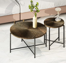 Load image into Gallery viewer, Radial - Pattern Coffee And End Table Set Waterproof Cover, Distressed Cylindrical Design (Set of 2)
