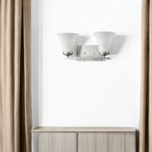 Load image into Gallery viewer, Two Light Wall Light With Tapered Glass Shade - Silver