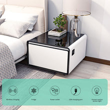Load image into Gallery viewer, Modern Smart Side Table With Built-In Fridge, Wireless Charging, Temperature Control, Power Socket, USB Ports, Outlet Protection, Induction Light