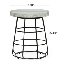 Load image into Gallery viewer, Side Table With Marble Top And Iron Base - Black / White