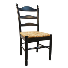 Load image into Gallery viewer, Straw And Wood Ladder Back Dining Side Chair - Black