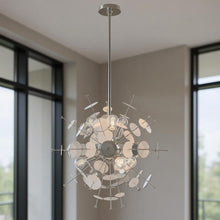 Load image into Gallery viewer, 32" Six Light Dimmable Chandelier With Shades - Silver
