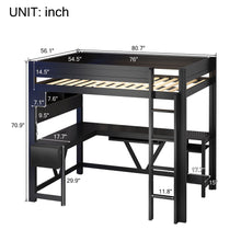 Load image into Gallery viewer, Gaming Loft Bed With Desk, Storage Shelves, LED And Charging Station
