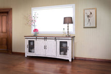 Load image into Gallery viewer, Solid Wood Cabinet Enclosed, Storage Distressed TV Stand - White