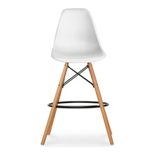 Load image into Gallery viewer, Heavy Duty Plastic And Solid Wood Counter Height Bar Chair - White And Brown