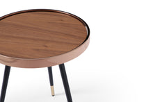 Load image into Gallery viewer, Wood Stainless Steel Round End Table (719955) - Walnut / Black / Rose