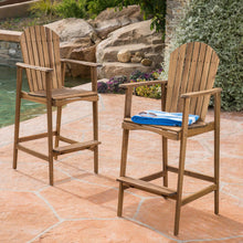 Load image into Gallery viewer, Outdoor Acacia Wood Adirondack Barstools (Set of 2)