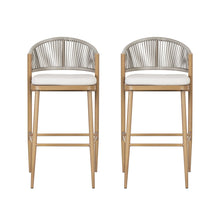 Load image into Gallery viewer, Outdoor Bar Height Metal Frame Counter Stools With Scallop Shaped Backrest & Water Resistant Cushions