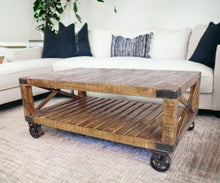 Load image into Gallery viewer, Traditional Cart Style Wooden Coffee Table - Natural