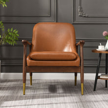 Load image into Gallery viewer, Mid - Century Accent Chair With Cushioned Seat, Brass Tipped Legs