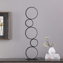 Load image into Gallery viewer, Metal Five Circle Geometric Sculpture LED Table Lamp - Black