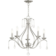 Load image into Gallery viewer, 23" Five-Light Dimmable Chandelier With Shades - Nickel