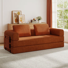 Load image into Gallery viewer, Convertible Sleeper Sofa Bed With Cylindrical Pillow, Fixed Shape Frame