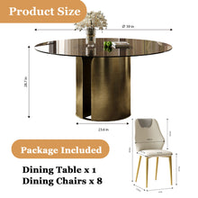 Load image into Gallery viewer, Modern Round Dining Table Set With Glass Top And Steel Legs
