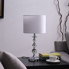 Load image into Gallery viewer, Bedside Table Lamp With White Drum Shade - Silver
