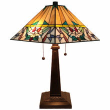 Load image into Gallery viewer, 22" Metal Two Light Candlestick Table Lamp With Empire Shade - Dark Brown / White / Green