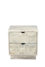 Load image into Gallery viewer, 26" Solid Wood Carved Abstract Two Drawer Nightstand - Gray
