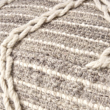 Load image into Gallery viewer, Modern Wool Rope Square Pouf Ottoman Floor Cushion - Gray / Ivory