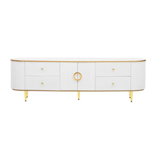 Load image into Gallery viewer, Modern TV Stand For TVs Up To 80", Entertainment Center With 4 Drawers And 1 Cabinet, Wood TV Console Table With And Handles For Living Room - White