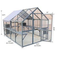 Load image into Gallery viewer, Spacious Wooden Cat Catio Outdoor Kitty House With Bridges And Roof Cover - Gray