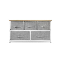 Load image into Gallery viewer, Steel And Fabric Five Drawer Dresser - Gray / White