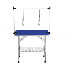 Load image into Gallery viewer, Folding Dog Pet Grooming Table Stainless Steel Frame Rubber Mat On Board With Adjustable Arm And Clamps Pet Dog Cat Grooming Table