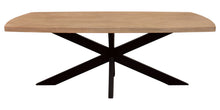 Load image into Gallery viewer, 82" Solid Wood And Iron Pedestal Base Dining Table - Natural / Brown