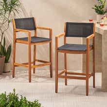 Load image into Gallery viewer, Outdoor Barstool With Woven Wicker And Frame (Set of 2) - Teak