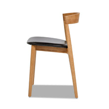 Load image into Gallery viewer, Raven - Stacking Sculpted Oak Dining Chair - Warm Natural Brown / Black