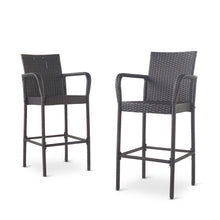 Load image into Gallery viewer, Outdoor Wicker Barstools With Rattan And Iron Frame