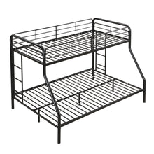 Load image into Gallery viewer, Modern Twin Over Full Metal Bunk Bed With Trundle And Dual Side Ladder And Metal Design - Black / Brown