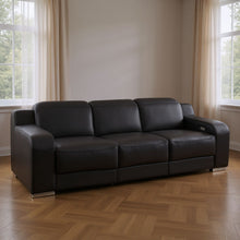 Load image into Gallery viewer, 103" Italian Leather Reclining USB Sofa - Black